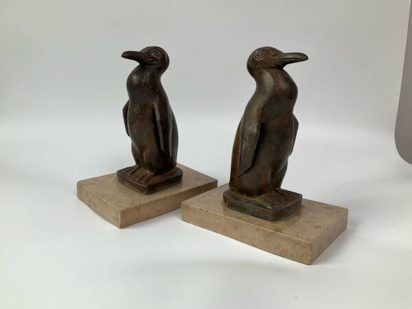 Serre-livres Art Déco pingouin