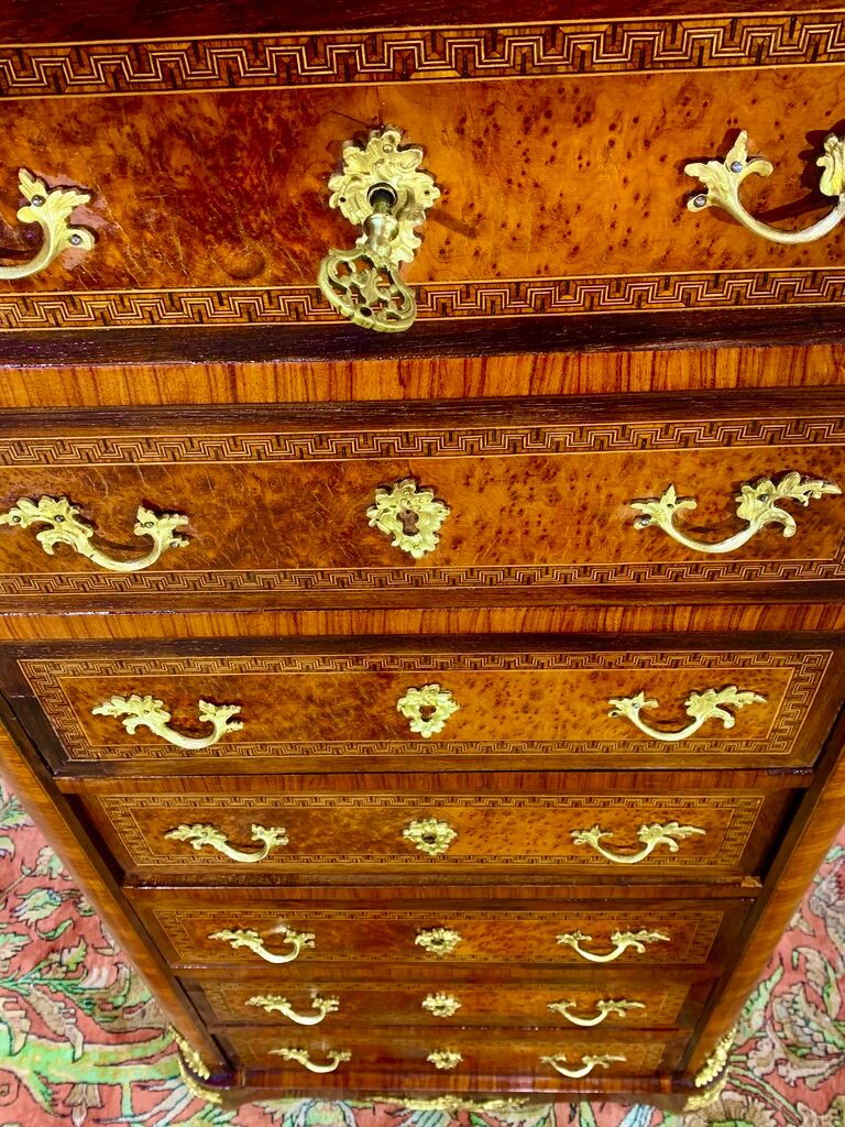 Secretary Napoleon in rosewood, violet wood and gilded bronzes.