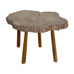 Table basse guéridon en bois brut