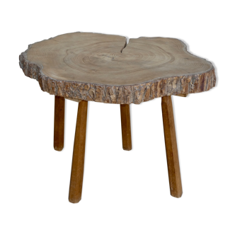 Table basse guéridon en bois brut tronc d'arbre