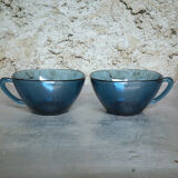 Set of 2 cups in blue glass Arcoroc