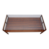 Rosewood coffee table with glass top, 1970s