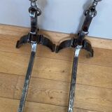 Large wrought iron andirons from the 18th century