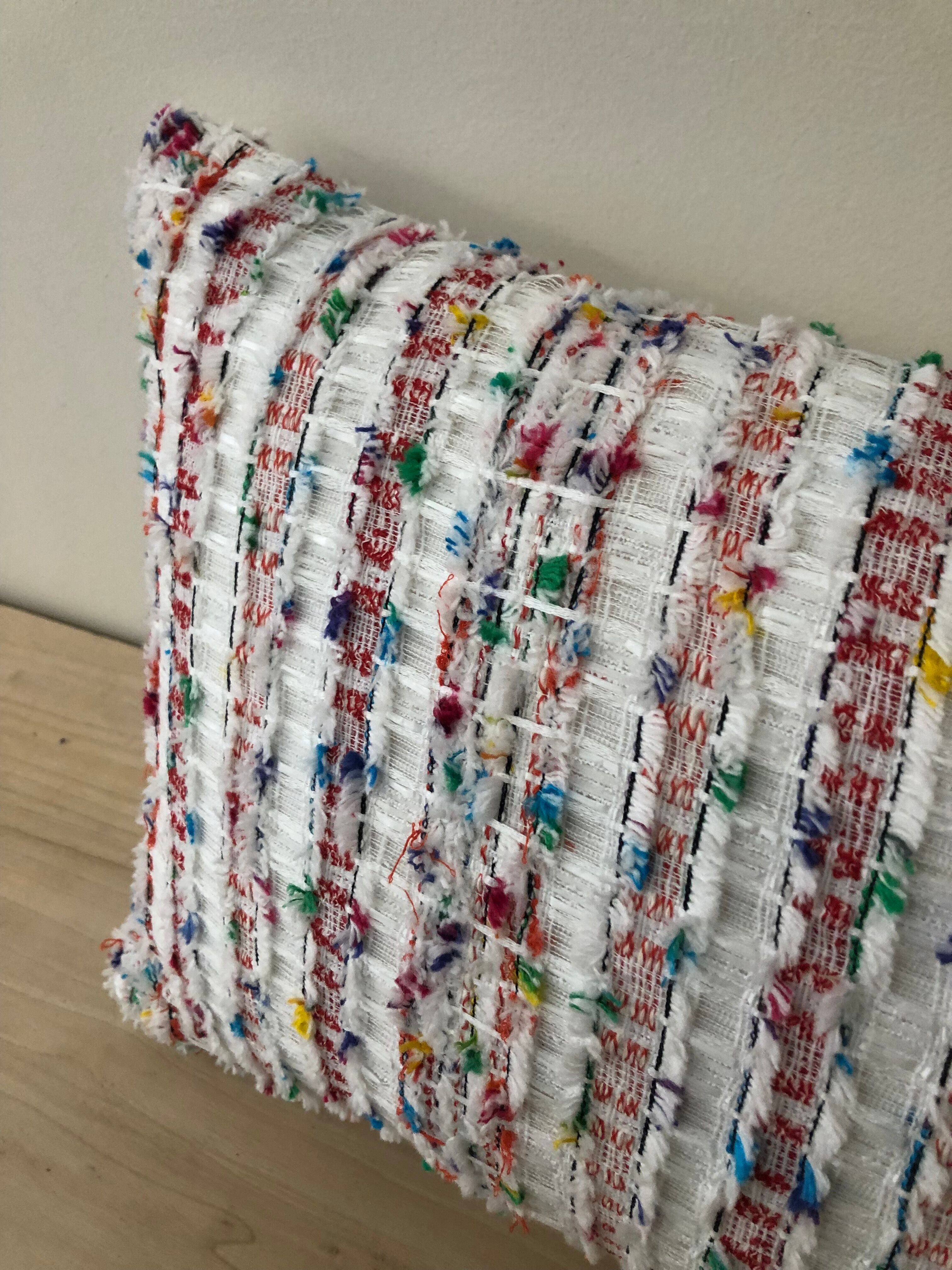 Red tweed cushion Malhia Kent