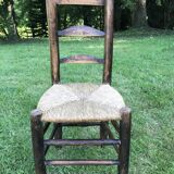 Pair of oak and straw chairs, 19th century period.