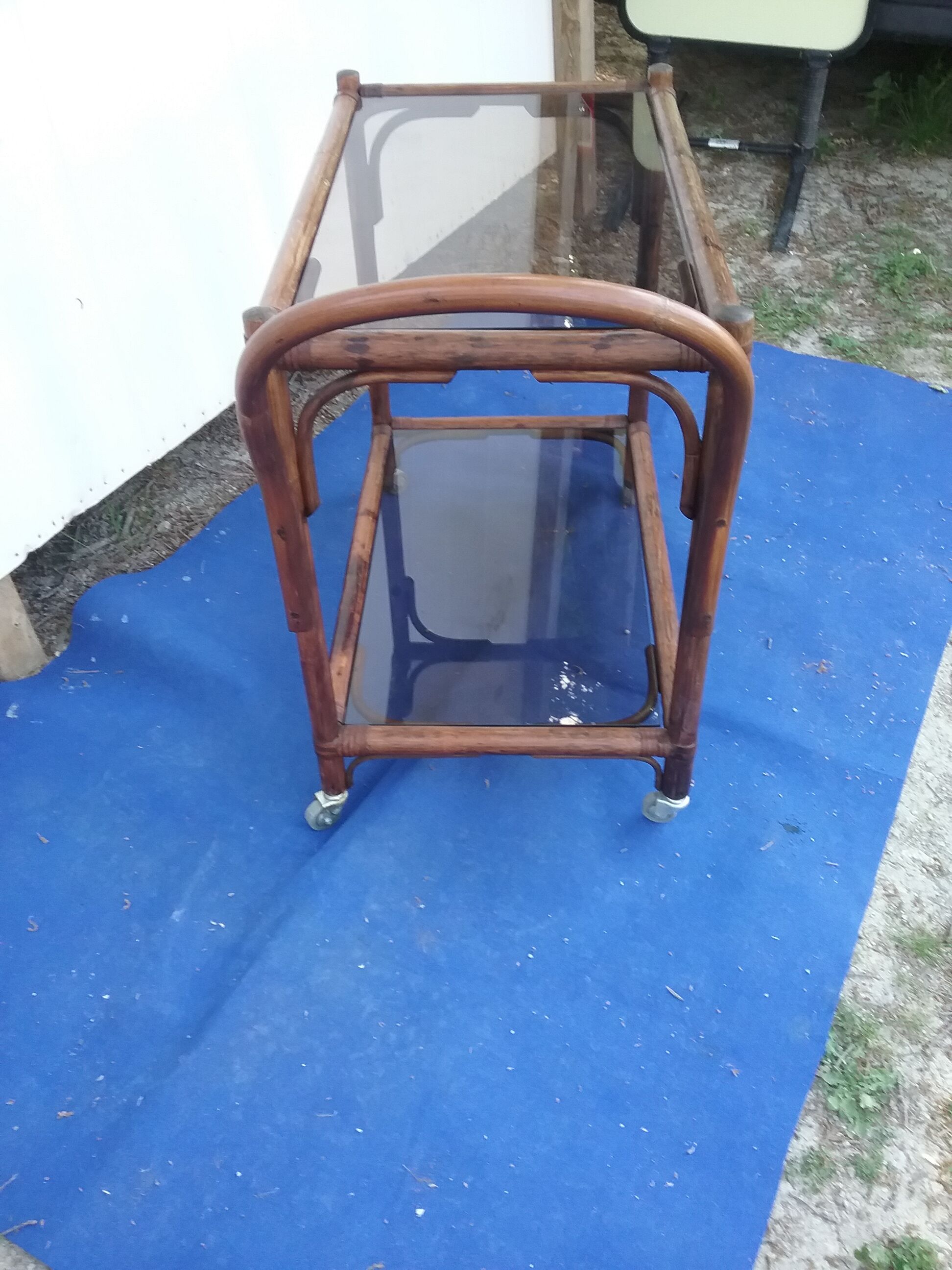 Vintage bamboo rolling trolley