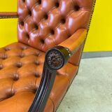 Vintage orange leather buttoned back gainsborough swivel desk chair from 1980