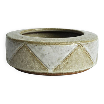 Danish ceramic bowl in white and beige-brown earth tones by Palshus, Denmar
