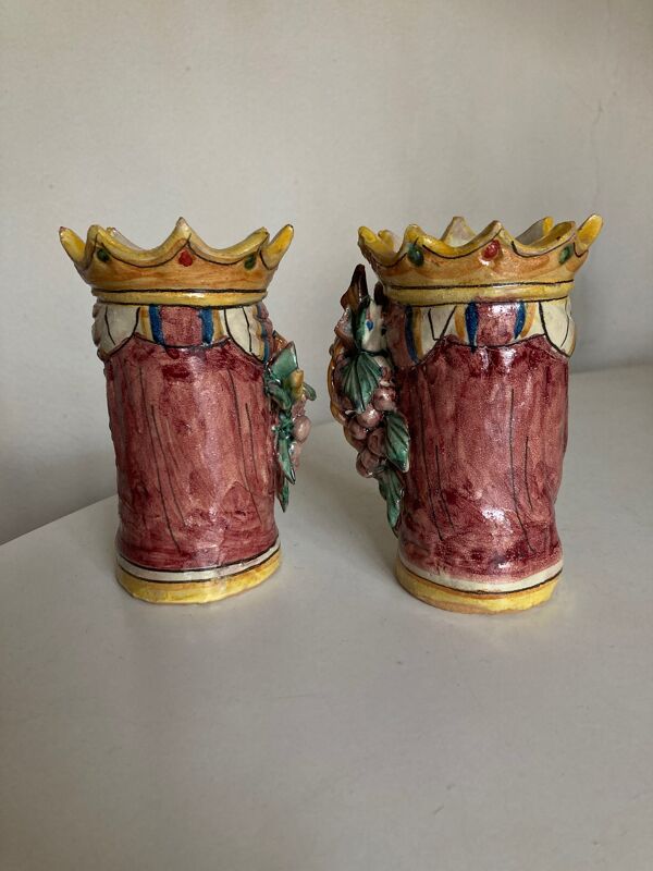 Paire de vases têtes di Moro Caltagirone design italien Sicile