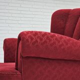 1960s, Danish relax armchair, original condition, red cotton/wool, oak wood.