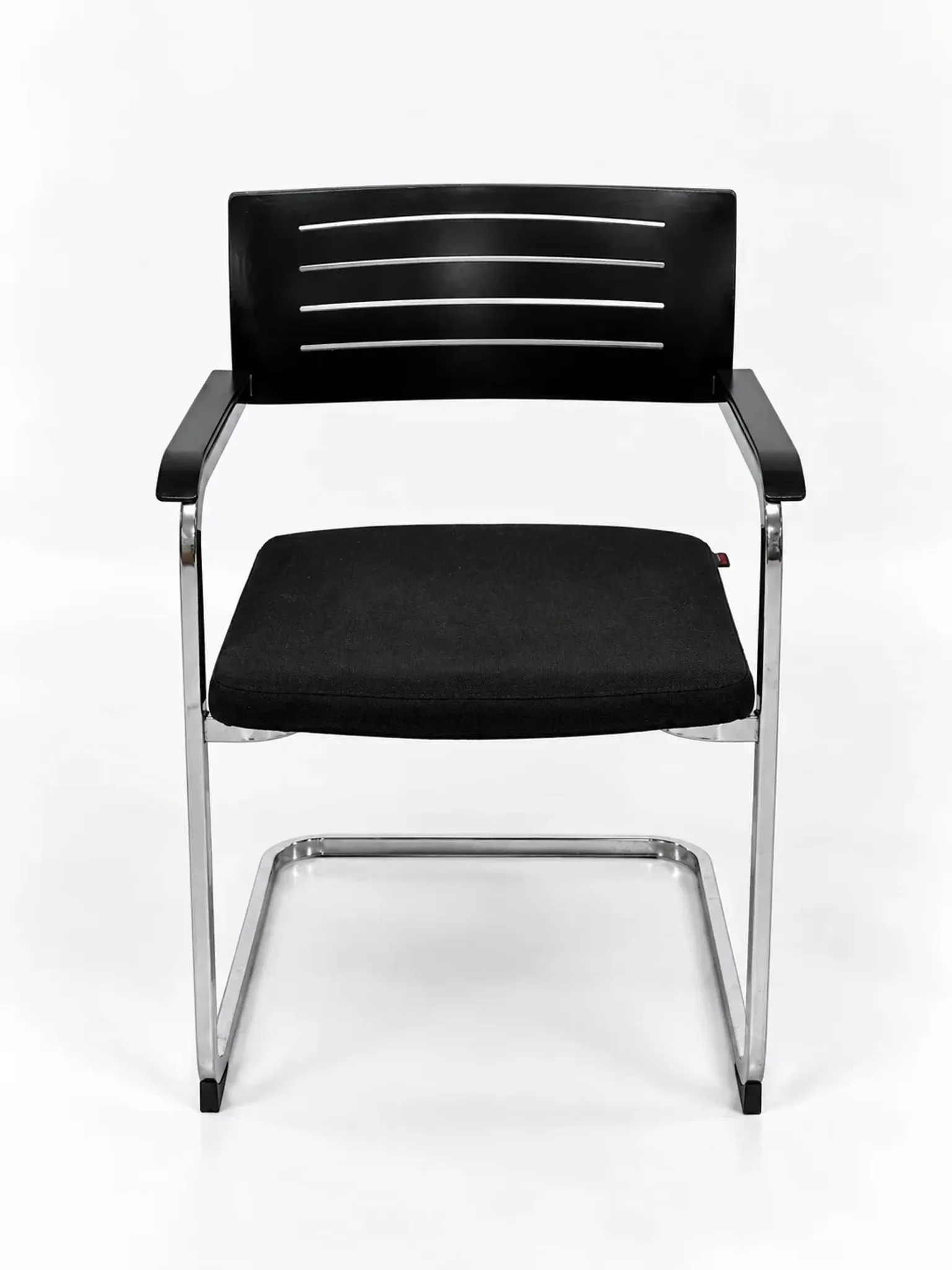 Set of 6 Züco cantilever chairs, black wood and chrome.