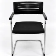 Set of 6 Züco cantilever chairs, black wood and chrome.