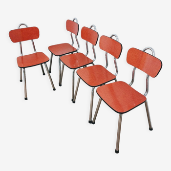 5 chaises vintage formica rouge