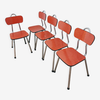5 vintage Formica red chairs