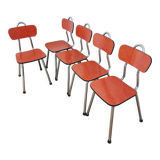 5 vintage Formica red chairs