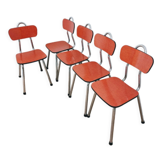 5 vintage Formica red chairs