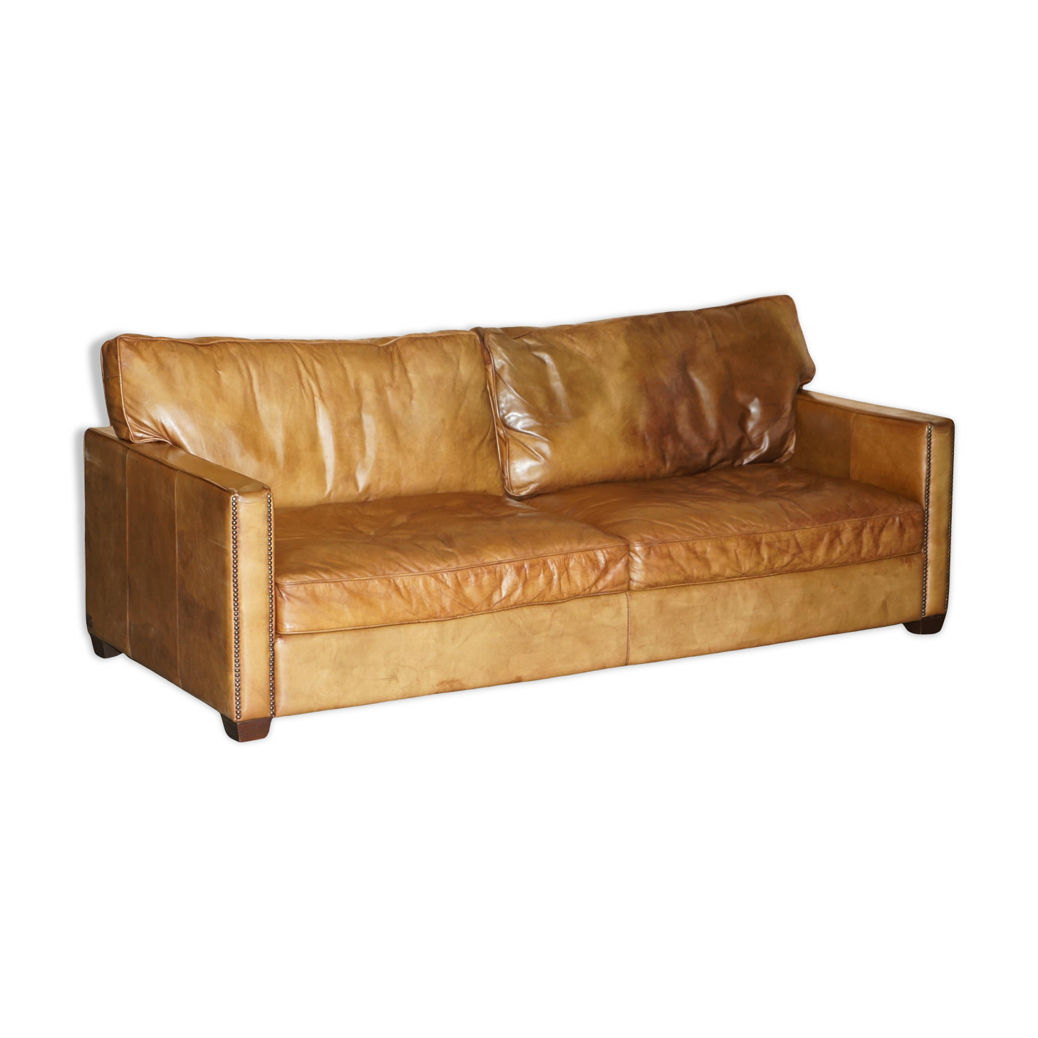 Three-seater leather sofa Viscount William Halo Timothy Oulton