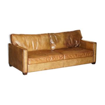 Three-seater leather sofa Viscount William Halo Timothy Oulton