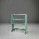 Industrial small mint-colored rack or bookcase with 4 shelves and beautiful patina, Belgium, 1920s