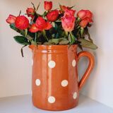 Beige polka dot enameled terracotta carafe