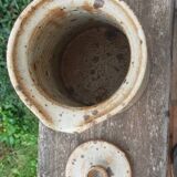 Cruche à couvercle grès pyrité France 1970