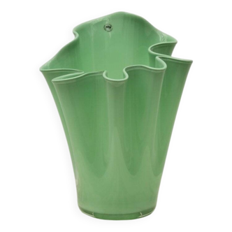 Pleated glass vase by alicja, poland 1980