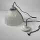 Paire d’anciennes suspensions art-deco en opaline XL