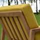 Scandinavian armchair, yellow fabric, natural wood