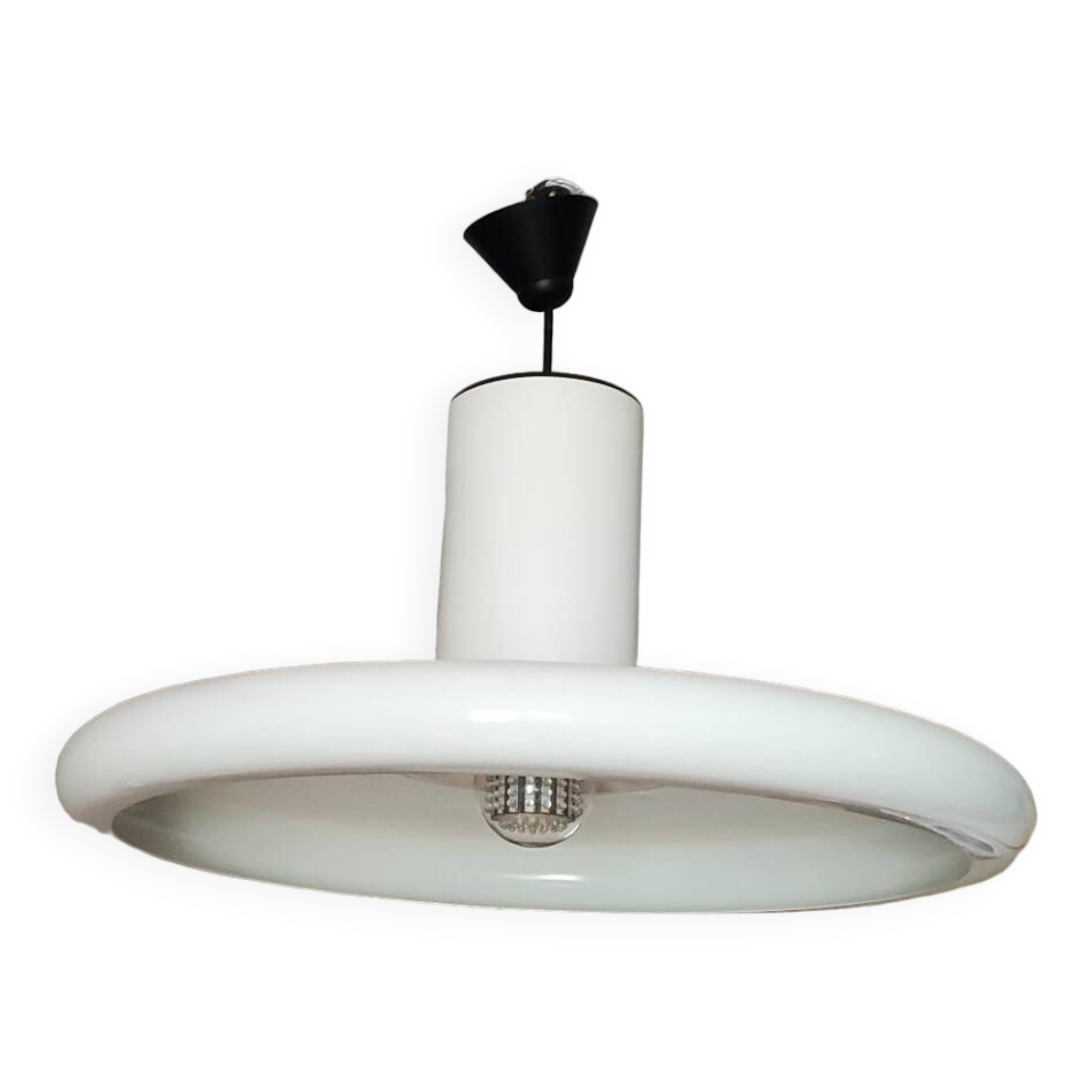 Suspension lita métal laqué blanc xl 60 cm vintage