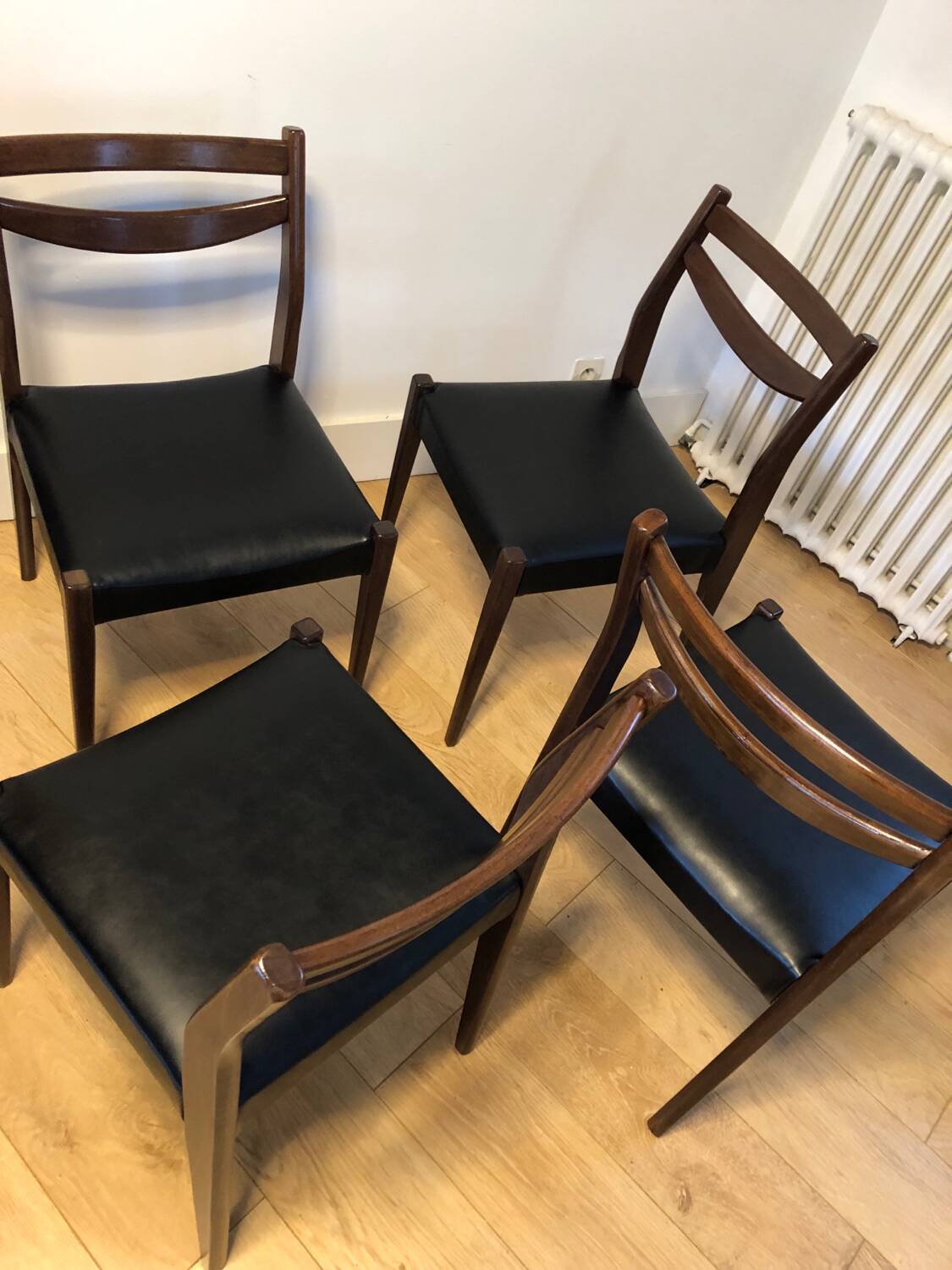 Series of 4 vintage Scandinavian style chairs