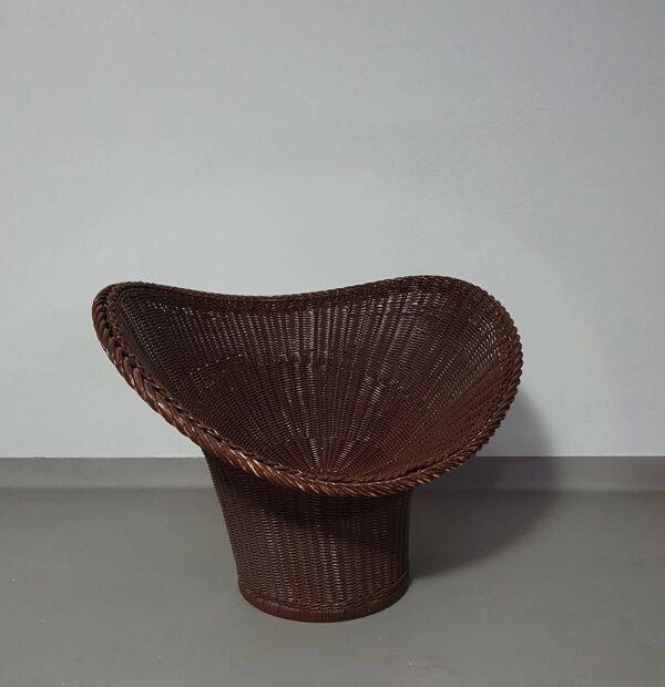 Authentique et très rare chaise en osier, modèle E20, conçue en 1957 par Egon Eiermann et produite par Heinrich Murmann. Présente des traces d'utilisation.