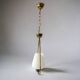 Modernist pendant light in white sandblasted glass and brass