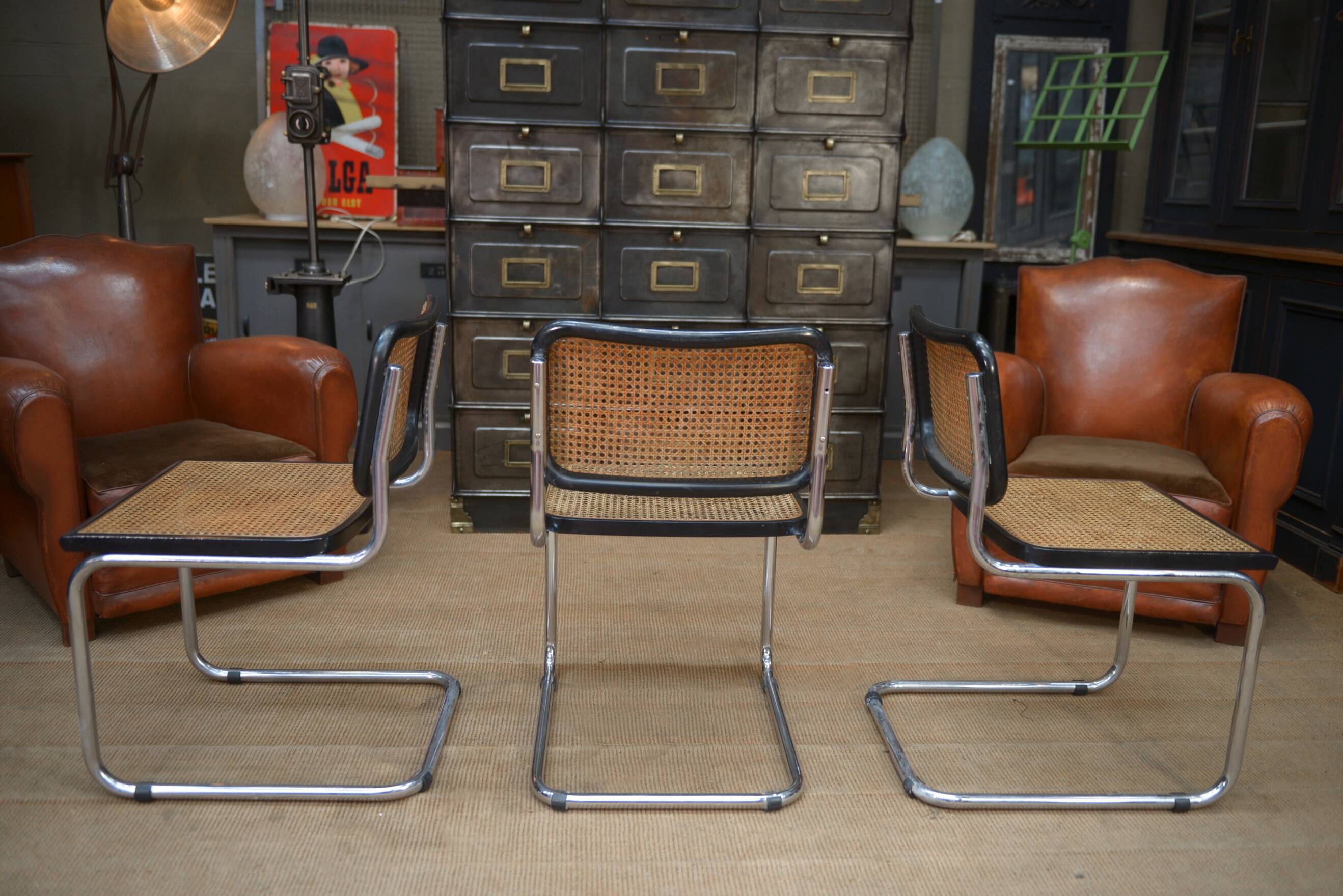 Set of 6 model b32 cesca marcel breuer chairs, italy 1970s