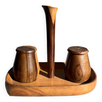 Scandinavian teak wood salt and pepper shaker set, 1950