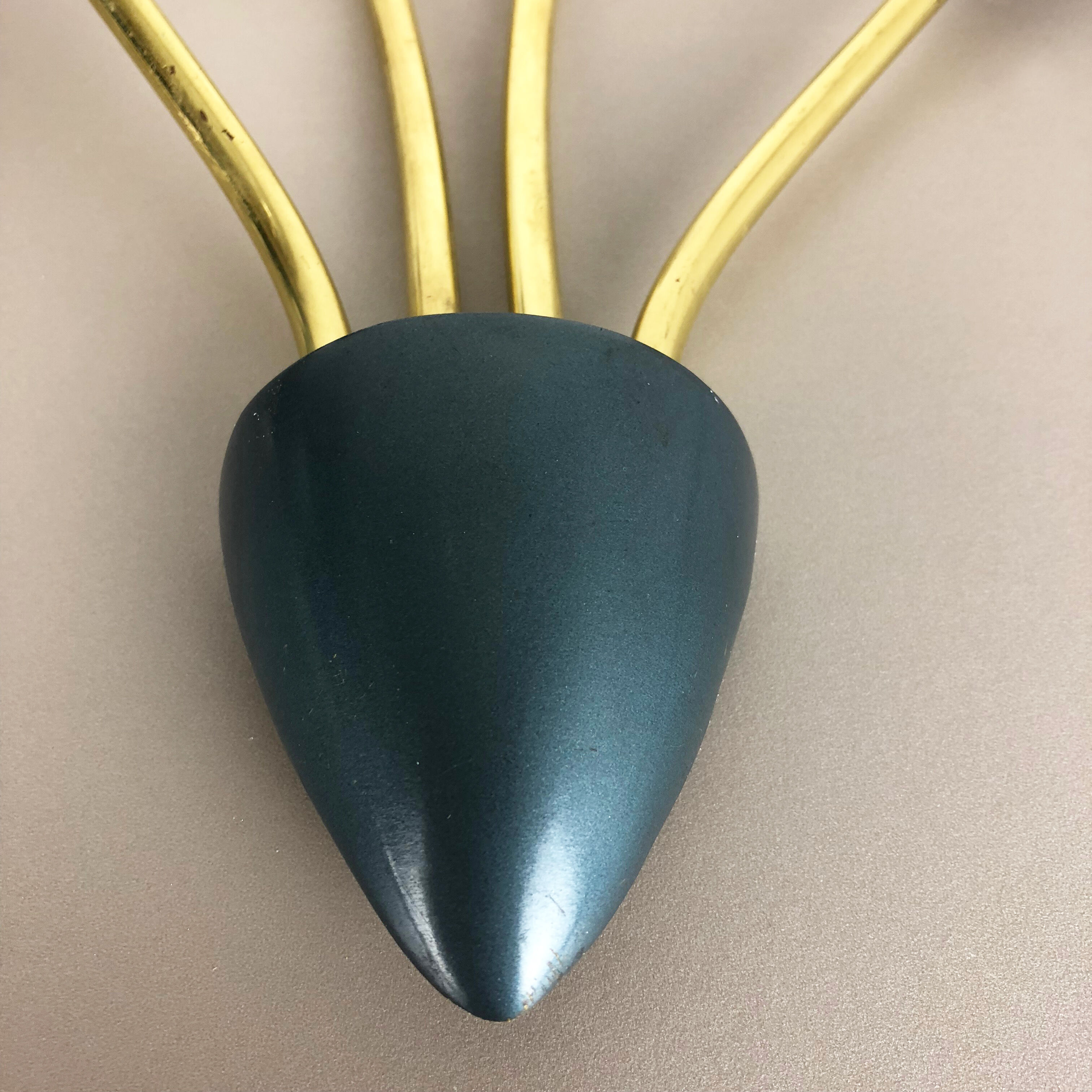 Italian blue and brass wall lamps Italy, 1950