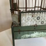 Octagonal bird cage made of wood and wire around 1920