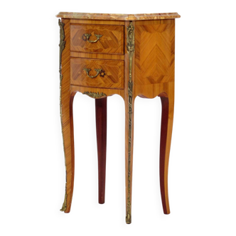 Louis XV 18th century marquetry bedside table nightstand chest of drawers