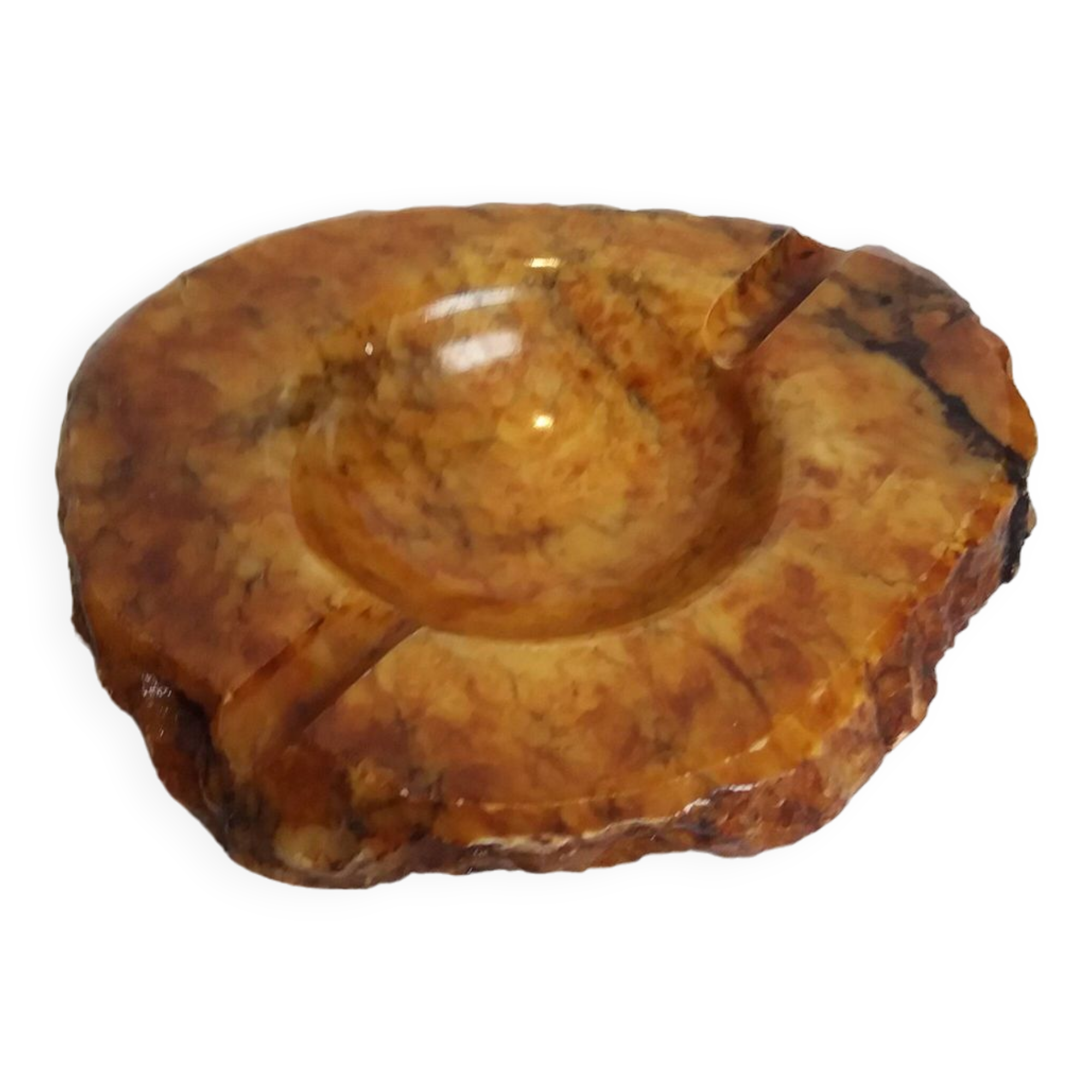 Caramel ocher alabaster ashtray Romano Bianchi Italy