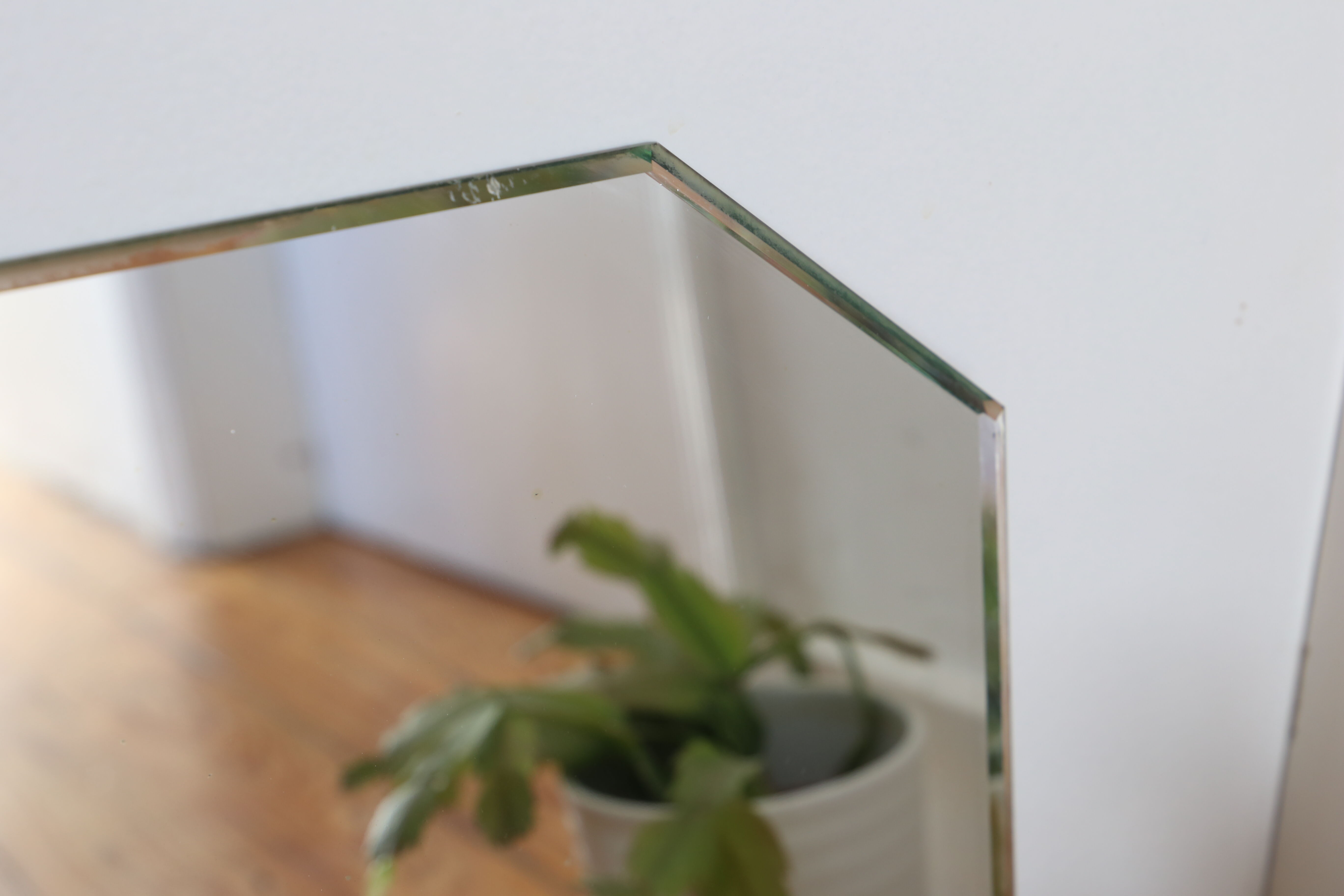 Beveled wall mirror, toilet glass, antique, art deco 48x36cm