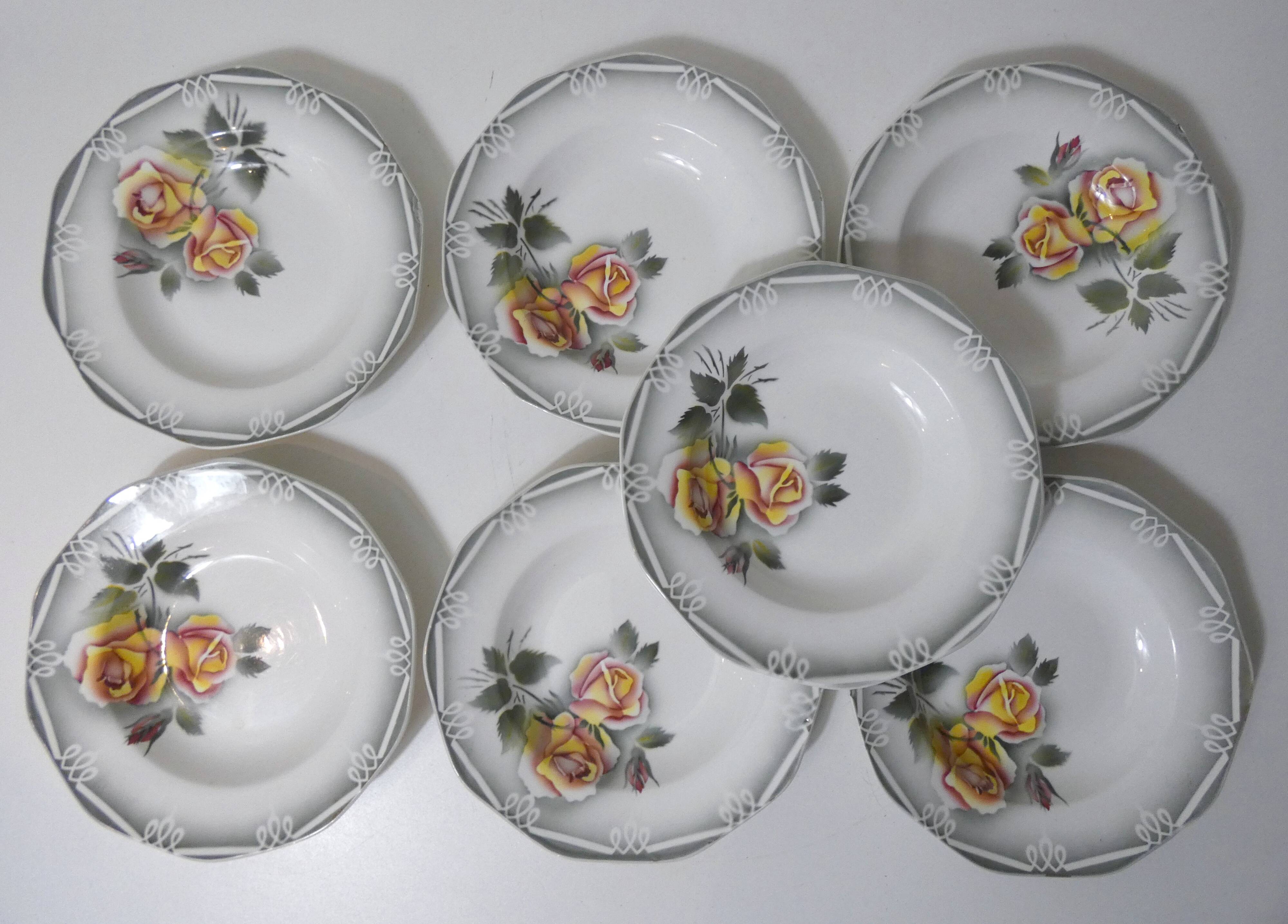 Digoin sarreguemines 7 deep plates odile