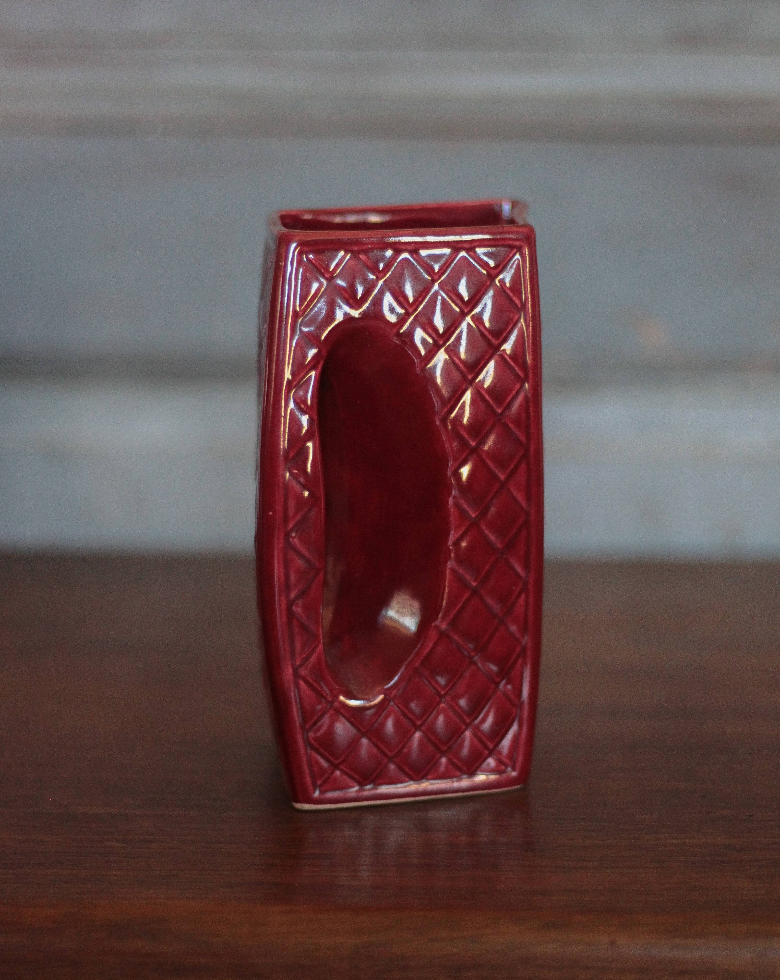 Vintage ceramic pitcher, jug, jug, burgundy red carafe, kitchen