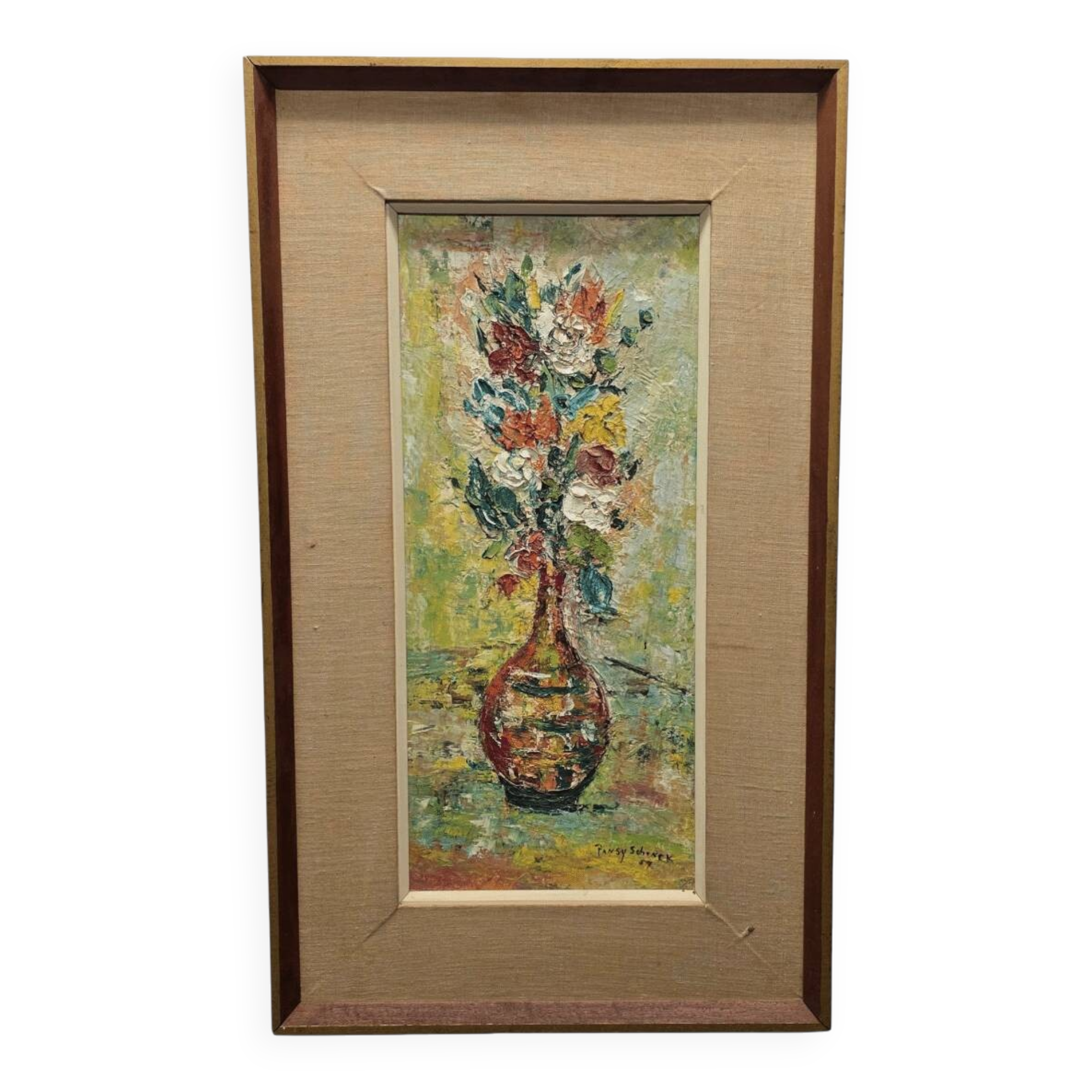 Vintage Flower Painting by Pansy Schenck, dated 1959