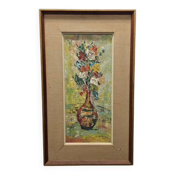 Vintage Flower Painting by Pansy Schenck, dated 1959