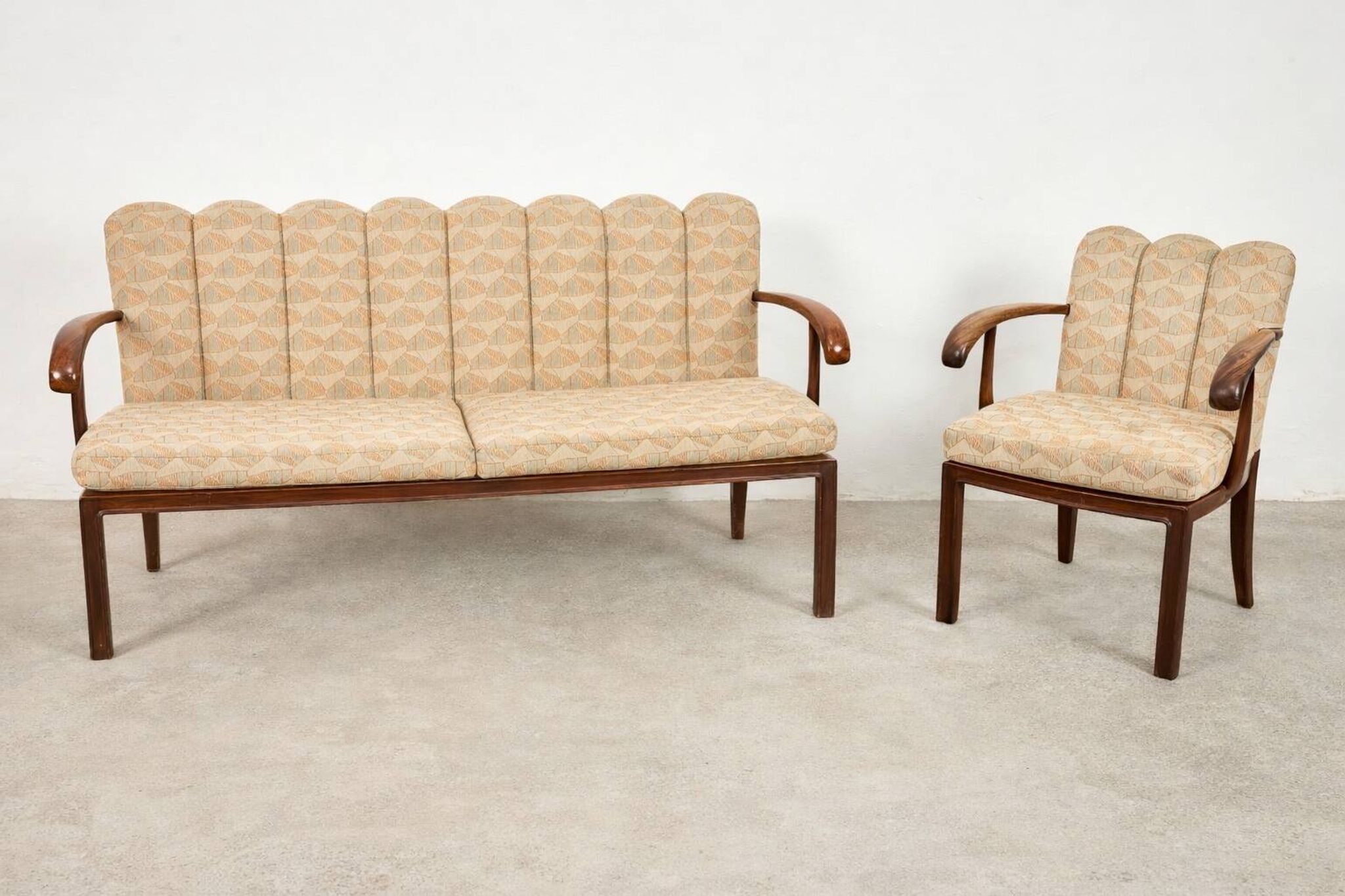 Dining room bench and armchair set, Vienna-Budapest, circa 1930.