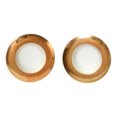 Pair of Mid Century wall or ceiling lamps made of glass with copper-plated