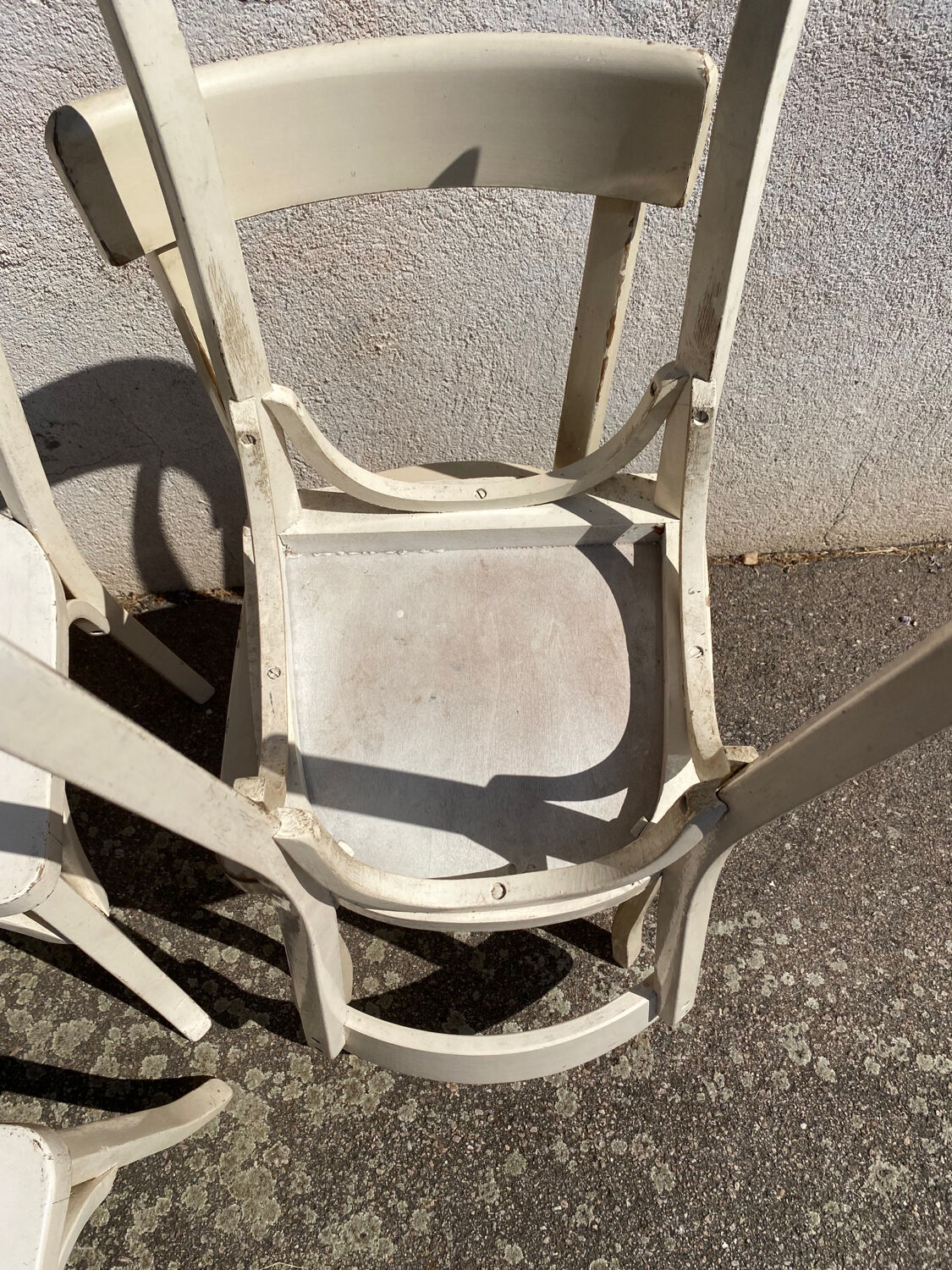 Set of 4 white bistro chairs