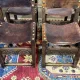 Set of 6 English chairs in oak and fine leather from the late 19th century.