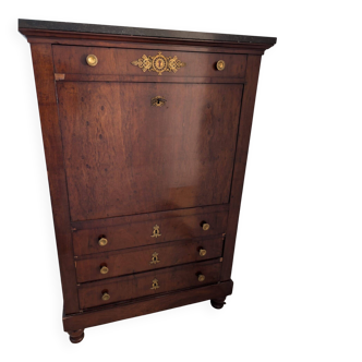 Empire mahogany secretary with bronze decorations, drawers.