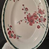 Plat de service décor fleurs vertes et roses