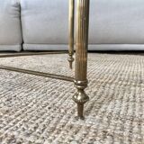 Coffee table in brass and green marble
